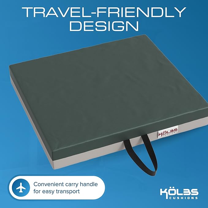 Kölbs Gel Extreme Wheelchair Cushions Seat Cushion, Coccyx, Sciatica & Tailbone Pain Relief Seating Pad Ideal for Office, Kitchen Wheelchairs and Auto, 22 x 18, 3 Inch Thick
