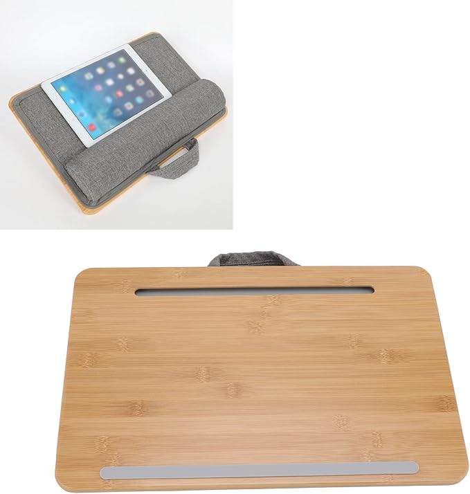 Lap Desk for Bed Sofa Couch, Multifunctional Laptop Stand with Pillow Cushion, Ergonomic Angle, Portable and Lightweight, 16.5x10.8in Small Size, Exquisite Workmanship