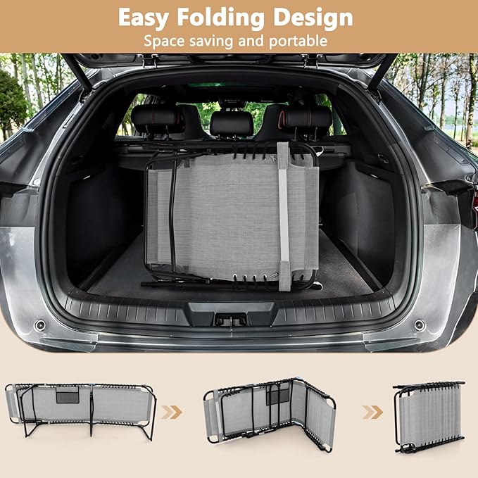 Giantex Patio Lounge Chairs for Outside - Set of 2 Folding Tanning Chair w/Headrest, 4 Adjustable Positions, Side Pocket, Outdoor Chaise Lounge for Camping, Pool, Sunbathing Beach Chair, Grey