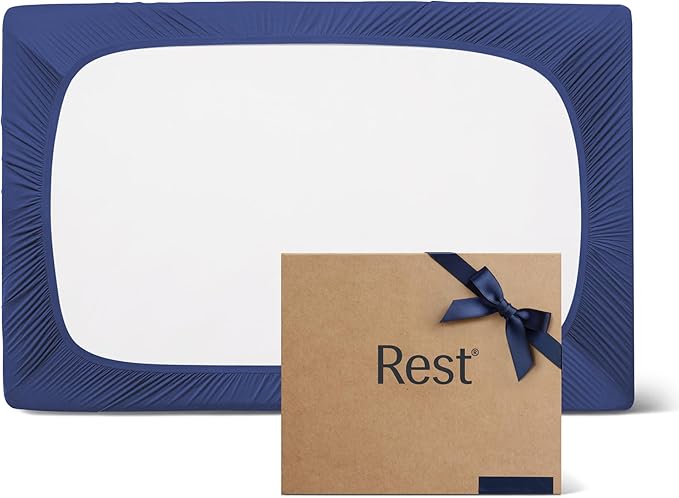 REST® Evercool®+ Fitted Sheet, Twin Size, Midnight Blue, 13" Deep (up to 15’’), Breathable Bedding for Hot Sleeper and Night Sweats, Bed Sheet with Ionic+ Self-Cleaning Silver Yarn for Sensitive Skin