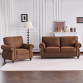 Couchus Living Room Furniture Sets,Sofa Sets and Couch Sets for Living Room,Mid-Century Vintage Sofa Couches with Rivet Design (Caramel, Single+Loveseat)