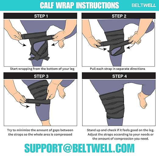 Beltwell® Adjustable Thigh Compression Wrap for Swollen Legs, Lymphedema, Varicose Veins, Lipedema, Edema, Circulation, Heaviness, Post-Surgery & Blood Clots – Muscle Recovery, Pain Relief, Circulation & Mobility – Support for Men & Women