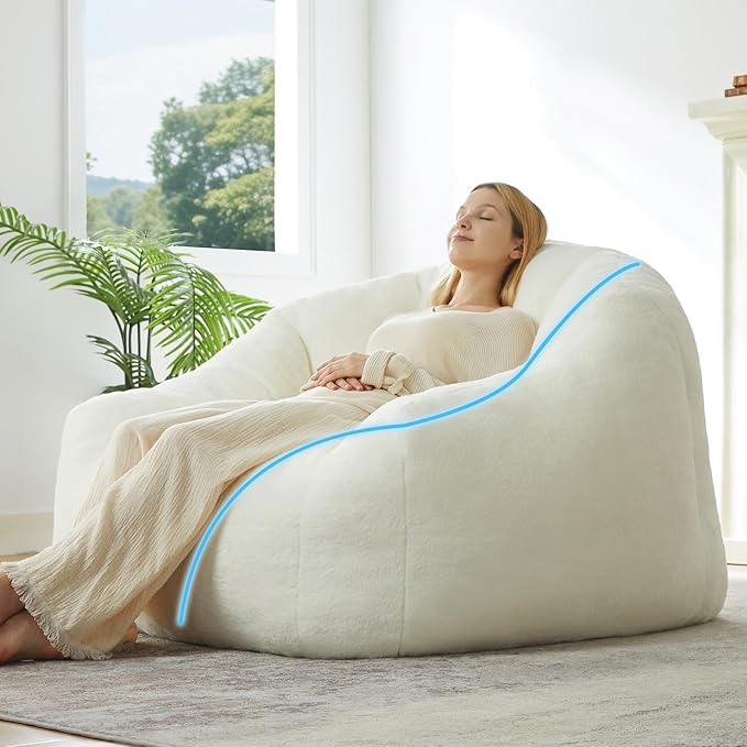 HUGHEAVEN Giant Bean Bag Chair, Oversized Bean Bag Chairs for Adults and Kids,Bean Bag Chairs for Teens,Comfy Fluffy Bean Bag Chair with Armrests,Bean Bag Sofa Lounge Floor Sofa for Gaming, Reading