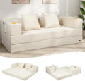 COMAX Futon Sofa Bed Queen, 79" Convertible Sofa Bed Couches for Living Room, 4 in 1 Folding Boneless Sleeper Corduroy Couch Loveseat Foam In a Box, Foldable Comfy Lounge Fold Out Floor Mattress Beige
