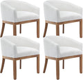 Shenyon Mid Century Modern Dining Chairs Set of 4, Upholstered Linen Fabric Dining Room Chairs with Arms and Solid Wood Legs, Comfy Barrel Accent Chairs for Dining Room, Living Room, or Cafe,Beige