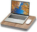 Lap Desk with Pillow Cushion, Portable Laptop Bed Desk, Fits up to 15.6 inch Laptop, Lap Stand for Bed & Couch & Carpet, Book Tablet/Drawing Board - Dark Brown Wood