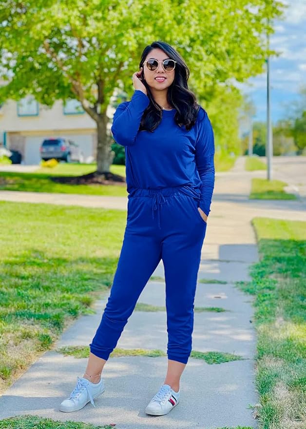 PRETTYGARDEN Women Fall 2 Piece Lounge Outfit Long Sleeve Tops High Waisted Jogger Pants Set Spring Travel Clothes Tracksuit
