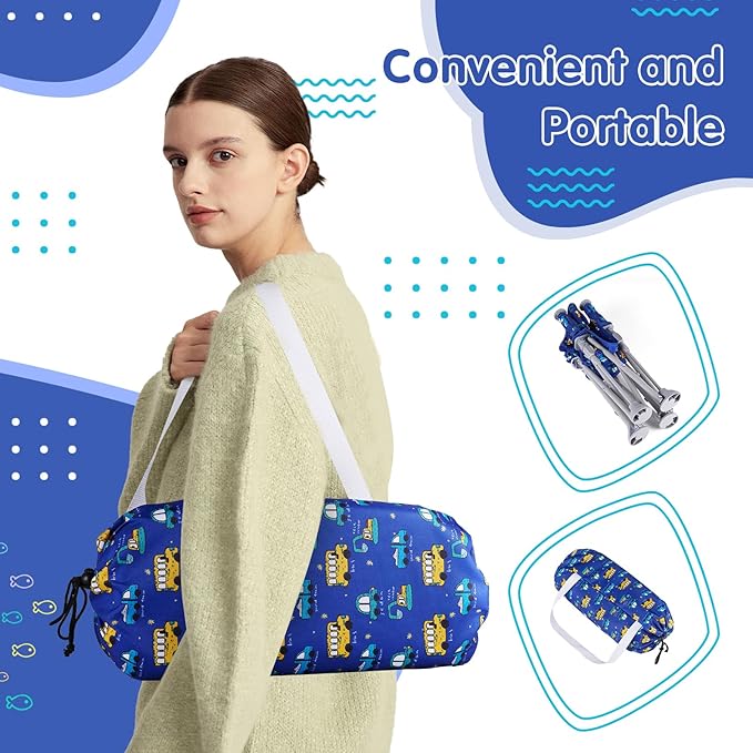 Furmubei Portable Baby Booster Seat with Tray, Toddler Booster seat for Dining, Camping, Travel, Baby Beach Chair 6 Months to 3 Years Old Indoor Outdoor Use CH2406