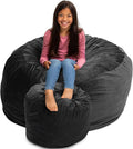 ULTIMATE SACK 4000 4-Foot Bean Bag Chair with Footstool, Grey Suede Cover – Oversized Foam Lounger, Floor Seat, Small Sofa, or Couch Bed for Living Area, Gaming Room, or Reading Lounge