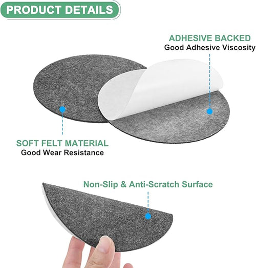 20-Pack Lamp Base Felt, 5 Inch Dia. 2mm Thick Self Adhesive Round Fabric Felt Pads for Lamp/Furniture/DIY, Non-Slip Fiber Backed Patch Circles with Adhesive Backing [Grey]