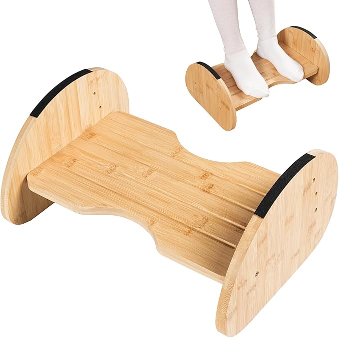 Bamboo Foot Rest for Under Desk at Work