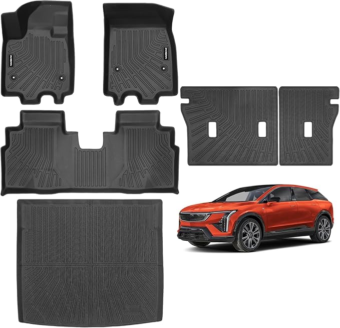 Naibeve Floor Mats for Cadillac Optiq 2025 2026 - All Weather for Cadillac Optiq Floor Mats Liners 2 Row & Cargo Mat & Backrest Mats Accessories