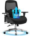 700lbs Big and Tall Office Chair for Heavy People Ergonomic Mesh Desk Chair with Wide Thick Seat Cushion, Adjustable Lumbar Support and 4D Armrests for Aitting All Day