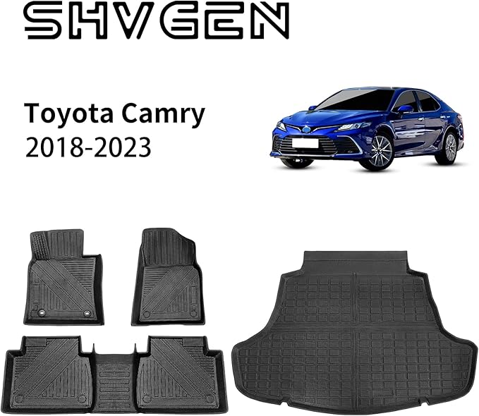 Compatible for 2018-2023 Toyota Camry Floor Mats & Cargo Liner All Weather TPE Mats for 2018-2023 Toyota Camry Accessories (Only Fit FWD & Gasoline)