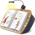 Book Pillow Stand with 6500K Reading Light, Hands Free Book Holder, Comfortable Lap Book Stand for Reading in Bed, Desk, or Sofa, Wooden Book Rest for Book Lovers,AAA Battery Required
