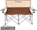 VIVOSUN [outlets] Double Camping Chair, Fully Padded Folding Loveseat, Portable Oversized Duo Chair with Storage Cup Holders, Height-Adjustable Armrests & Carry Bag, Supports up to 500lbs