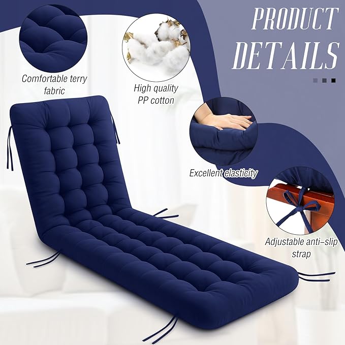 Vercraft Long Floor Cushion Large Floor Cushion with Brushed Cotton 74.8 x 27.5 x 3.15 in Jumbo Lounger Pillow for Outdoor Indoor Bay Window Meditation Yoga Reading Sleeping (Navy Blue)