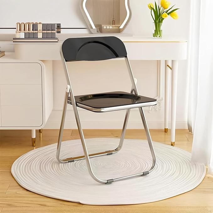 Folding Chair 10 Pack Acrylic Foldable Portable Plastic Chair,Easy to Use and Store Comfortable Portable Party Chairs for Home,Office,Party,Comfy,Black