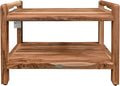 EcoDecors Eleganto 24 Inch Natural Color Waterproof Teak Wood Shower Bench Stool Seat Chair For Inside Shower Provides Safety, Storage, and Organization For Bathroom Accessories