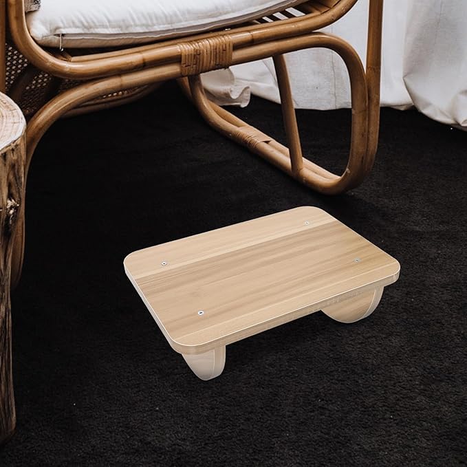 Lurrose Wooden Under Desk Footstool Medium 34X24Cm Ergonomic Rocking Footrest for Office Work Posture Correction and Leg Support Random Color Random Color