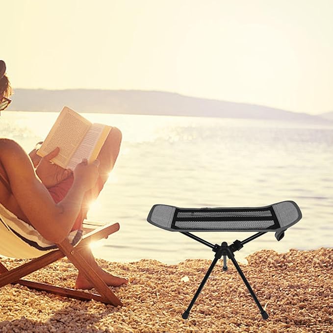 Folding Foot Rest Travel, Leg Rest Bracket Stool, Antislip Feet Compact Aluminum Foldable Camping Chair Footrest for Outoor