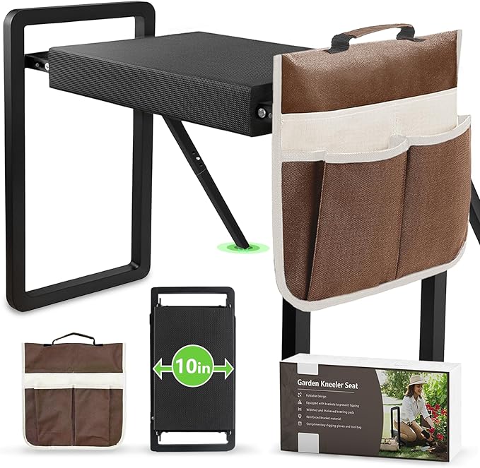 seasky Foldable Garden Kneeler and Seat, Anti-Tipping Gardening Bench Widened Thick Soft Kneeling Pad，Heavy Duty Gardening Stool with Garden Tool Bag, Gardening Gift for Women(Without Gloves)