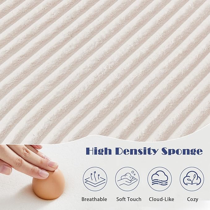 38" Bean Bag Single Chair for Living Room Bedroom, Corduroy Boneless Chair with Armrest and Pillow, Memory Foam Beanbag Couch, Lazy Floor Sofa for Reading Gaming Living Room Bedroom (2, Beige)