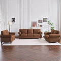 Couchus Living Room Furniture Sets,Sofa Sets and Couch Sets for Living Room,Mid-Century Vintage Sofa Couches with Rivet Design (Caramel, 2 Loveseat+3 Seater)