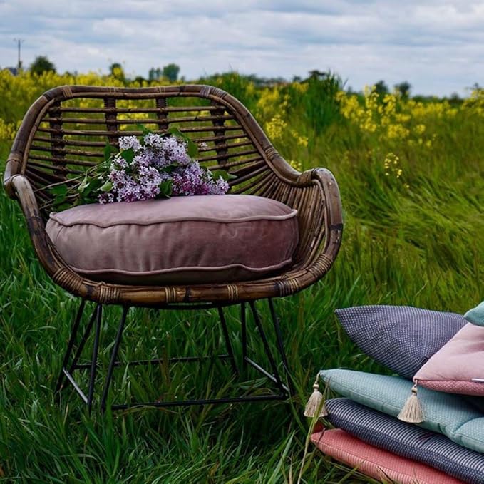 YIUOR Round Floor Pillow Cover Velvet Throw Seating Pouf Yoga Meditation Cushion Plush Case Reading Room Decor Cover Only (19.7IN, Dusty Rose)