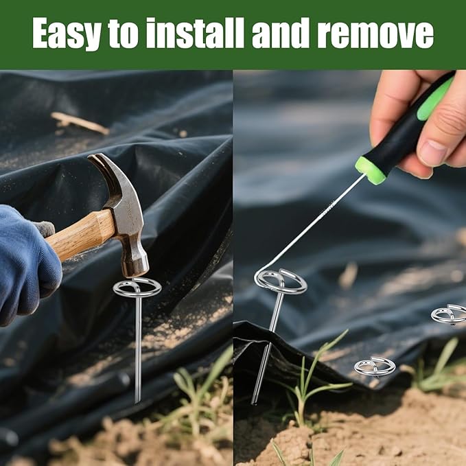 150PCS Landscape Fabric Staples Stakes Pins 6 Inch,Circle Top Garden Staples Weed Barrier Stakes for Securing Garden Fabric Ground Sheets and Fleece,More Holding Power Than U-Shape Landscape Pins