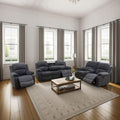 Manual Reclining Sofa Set with Drop-Down Table, Corduroy Sofa Sets, Living Room Furniture Sets, Modern Manual Recliner Sofa Sets with Storage Console for Living Room (Dark Grey, Sofa+Loveseat+Chair)