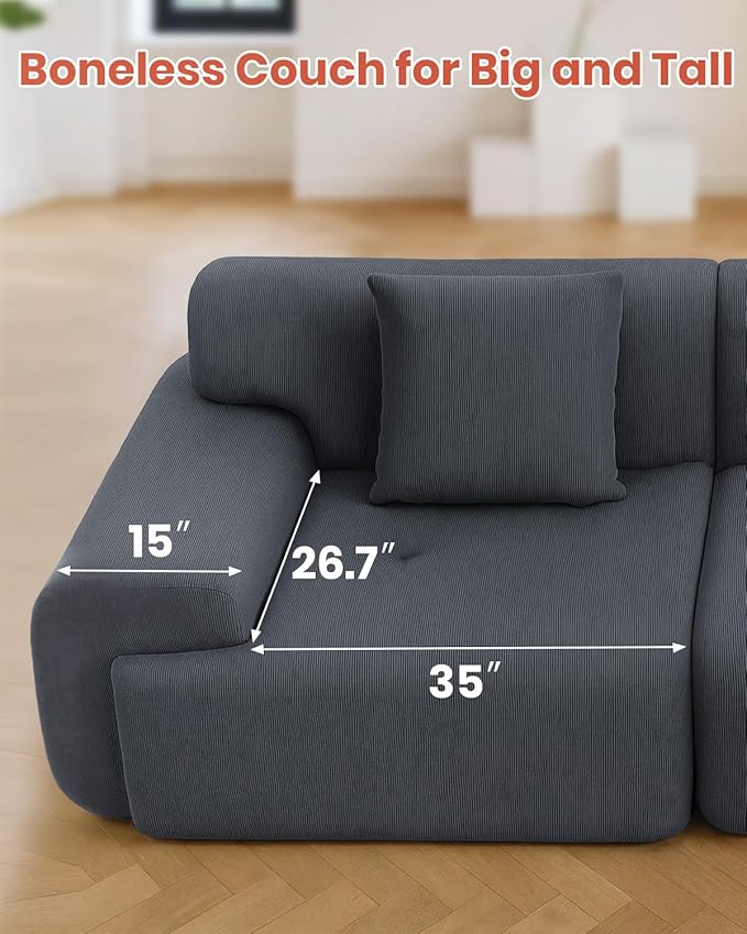 MastonHome Soft Boneless Lounge Couch for Apartment Living, Ideal for Renters & Small Homes, Casual Seating for Relaxing in Living Rooms
