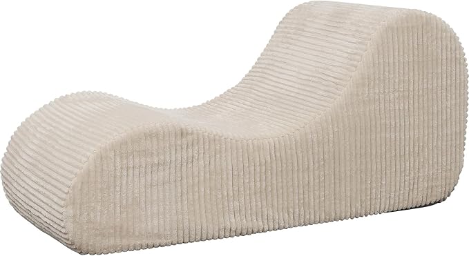 Corduroy Chaise Lounge Chair Couch Indoor Boneless Oversized High-Density Sponge Soft Sofa, Khaki