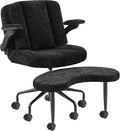Pipersong Meditation Cross Legged Armchair, ADHD Chair with Adjustable Armrests, Criss Cross Desk Chair with Flexible Back Cushion, Swivel Footrest, Arm Support and Wheels for Home Office, Black