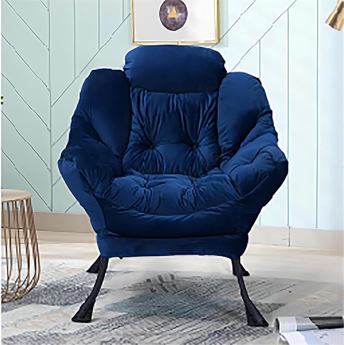 Modern Lazy Chair with Ottoman, Comfortable Lounge Chair for Bedroom, Chair and Ottoman Set, Lounge Accent Chair with Footrest for Bedroom, Garden and Courtyard