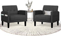 TYBOATLE Accent Chairs Set of 2 Living Room Chairs Cozy Tufted Mid Century Modern Accent Chairs with Arms for Bedroom Comfy Reading Arm Chair Small Chairs for Small Spaces Office (2, Dark Grey)