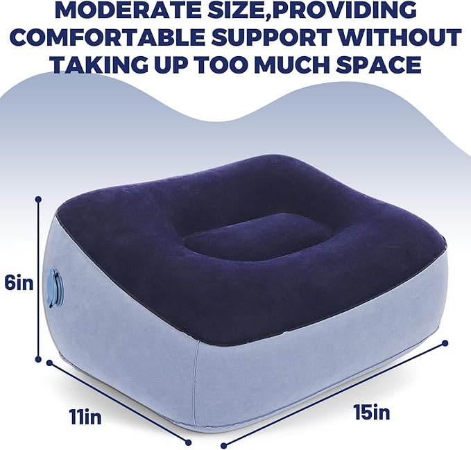 Inflatable Foot Rest for Travel - Adjustable Height Leg Pillow for Airplane & Car, Portable Foot Stool for Kids & Adults （Multicolor） 2-Count