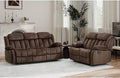 EBELLO Manual Reclining Sofa Set, Classic 5-Seater Furniture Set with Overstuffed Arms and Backrest, Include 1 Loveseat Couch and 1 3- Seat Sofa, Brown