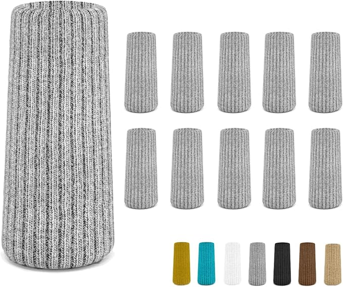16 Pcs Grey Premium Chair Leg Socks Protectors for Hardwood Floors - Do not Easily Fall Off - Very Easy to Put on - Fits All Leg Shapes - High Elastic Bar Stool Leg Covers - Furniture Pads…