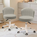 HDHNBA Small Desk Chair Round Rolling Chair with Back PU Leather Height Adjustable Swivel Vanity Work Computer Stool Chair for Home Office Bedroom, Set of 2