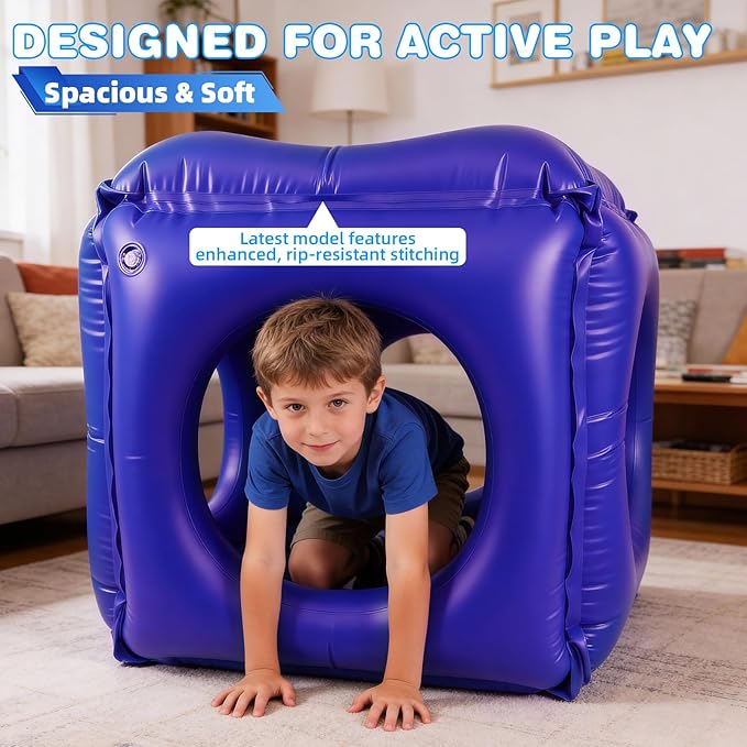Drill Hole Box Sensory Chair for Kids, Sensory Cuddle Box-2025 Reinforced Calming Vestibular Toy with Deep Pressure, Inflatable Sensory Pod for Autism, ADHD, Physical Training with Sensory Needs