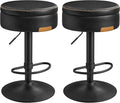 VASAGLE EKHO Collection - 360° Swivel Bar Stools Set of 2, Height Adjustable Barstools with Storage, Synthetic Leather with Stitching, Mid-Century Modern, Kitchen Bar, Easy Assembly, Ink Black