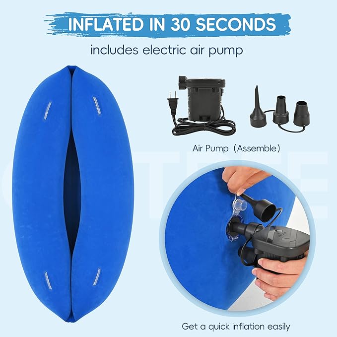 OUTREE Upgraded Sensory Chair for Kids — 60" Sensory Pod Inflatable Peapod for Children, Includes Electric Air Pump,Sensory Toys Giftfor Kids with Autism,Blue
