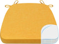 AAAAAcessories D-Shaped Chair Cushions, 2" Thick Dining Chair Pads with Ties and Removable, Machine-Washable Cover, 17" x 16", Golden Yellow