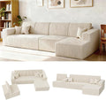 Komusou 142" Boneless Couch, Cloud Modular Sectional Sofa with L-Shape Chaise and Deep Seat, Modern Upholstered Couches for Living Room Bedroom No Assembly Required (Beige, Right Facing Chaise)
