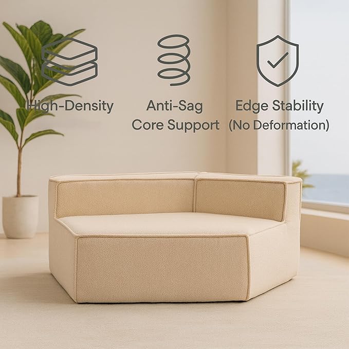 KEIKI 75.2" Teddy Fleece Single Sofa Chair – Wide-Seat Floor Couch with Triple Cushions & All-Foam Support, Comfortable Modular Lounge Chair for Minimalist & Cozy Home Décor