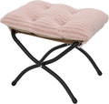 Mordchil HF 15"(H) Folding Ottoman, Foldable Footrest Stool, Portable Small Foot Stool for Couch, Collapsible Foot Rest Ottoman for Sofa, Accent Padded Ottomans for Living Room, Bedroom, Stripe Pink