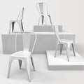 Metal Dining Chairs Set of 4,Stackable Tolix Chair Indoor/Outdoor for Kitchen,Cafe,Restaurant,Bistro & Patio Multiple Colors(White)