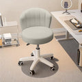 HDHNBA Small Desk Chair Round Rolling Chair with Back PU Leather Height Adjustable Swivel Vanity Work Computer Stool Chair for Home Office Bedroom