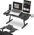 Newtral Laptop Bed Tray Desk, Height & Angle Adjustable Foldable Laptop Stand w/Cup Holder, Mousepad, Laptop Table Bookstand for Gaming, Working, Sofa & Office Chairs Use (Black, Upgrade)